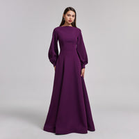 Dark Purple Crepe A - Line Gown - shopaleena