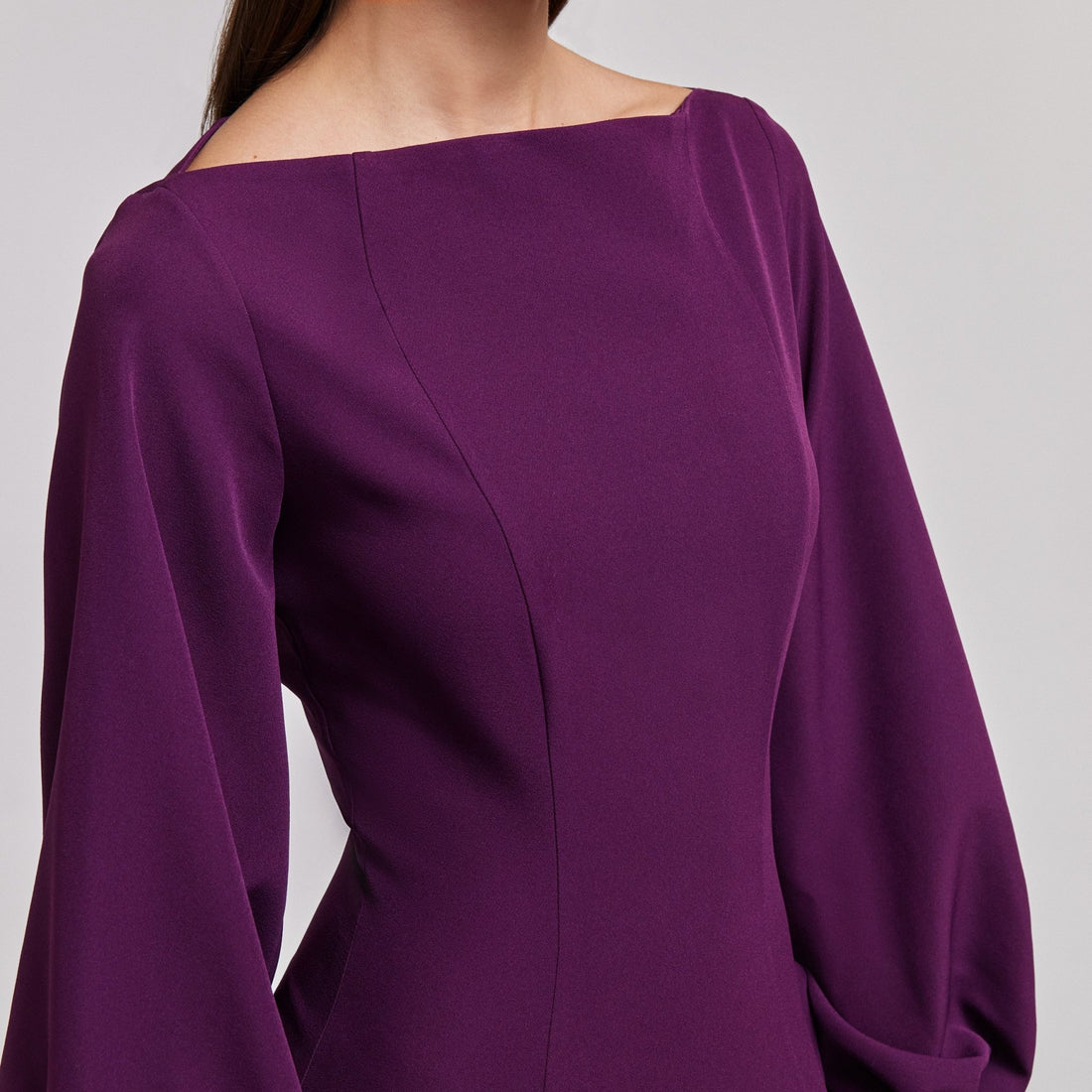 Dark Purple Crepe A - Line Gown - shopaleena