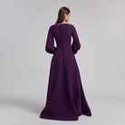 Dark Purple Crepe A - Line Gown - shopaleena