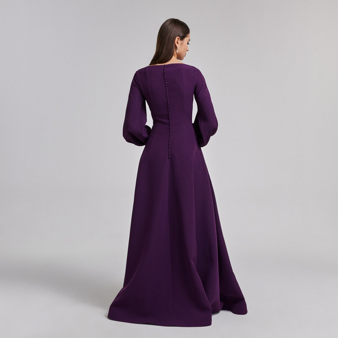 Dark Purple Crepe A - Line Gown - shopaleena