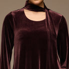 Dark Purple Velvet Long - Sleeve Maxi Dress - shopaleena