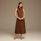 Drape Halter Neck Maxi Dress - shopaleena