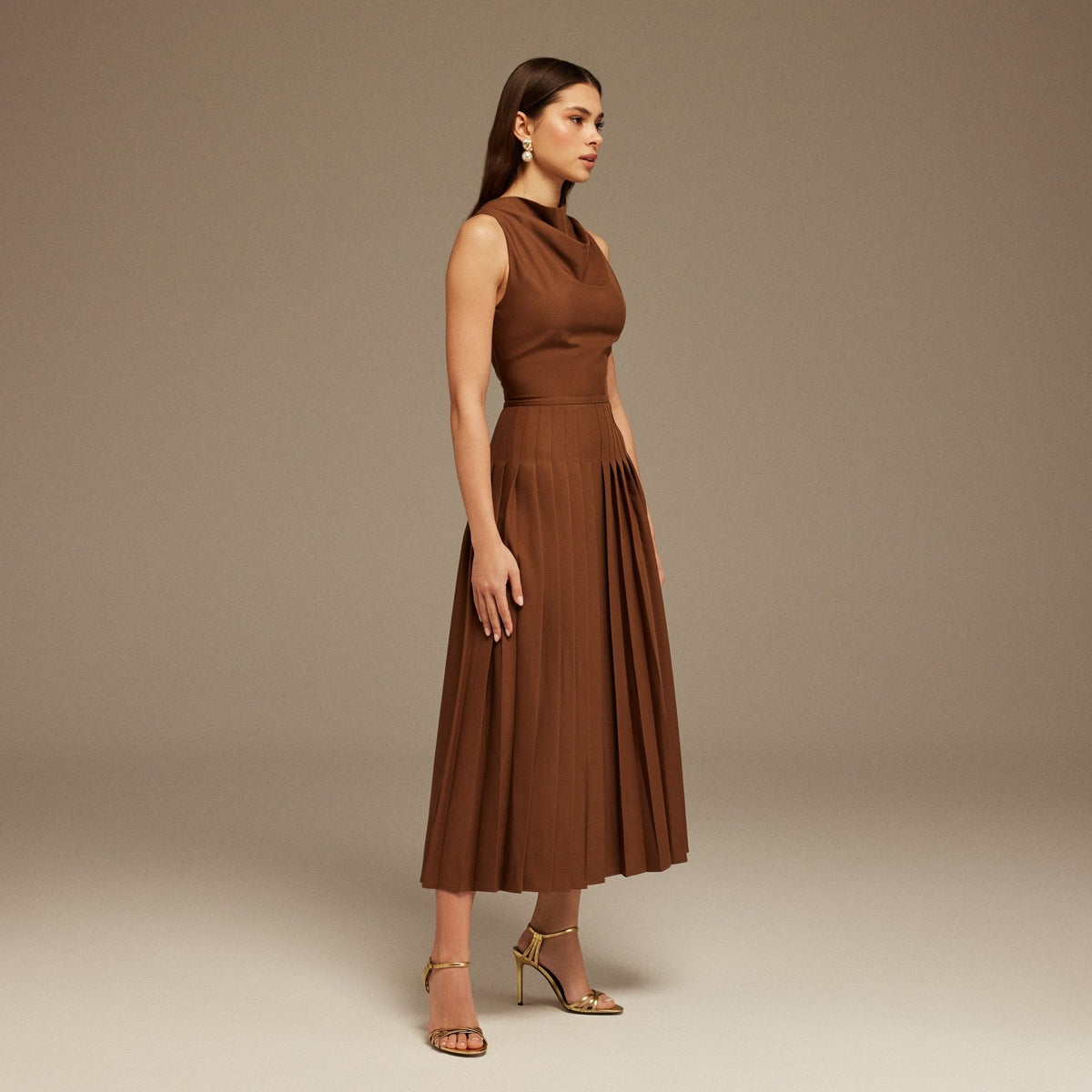 Drape Halter Neck Maxi Dress - shopaleena
