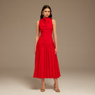 Drape Halter Neck Maxi Dress - shopaleena