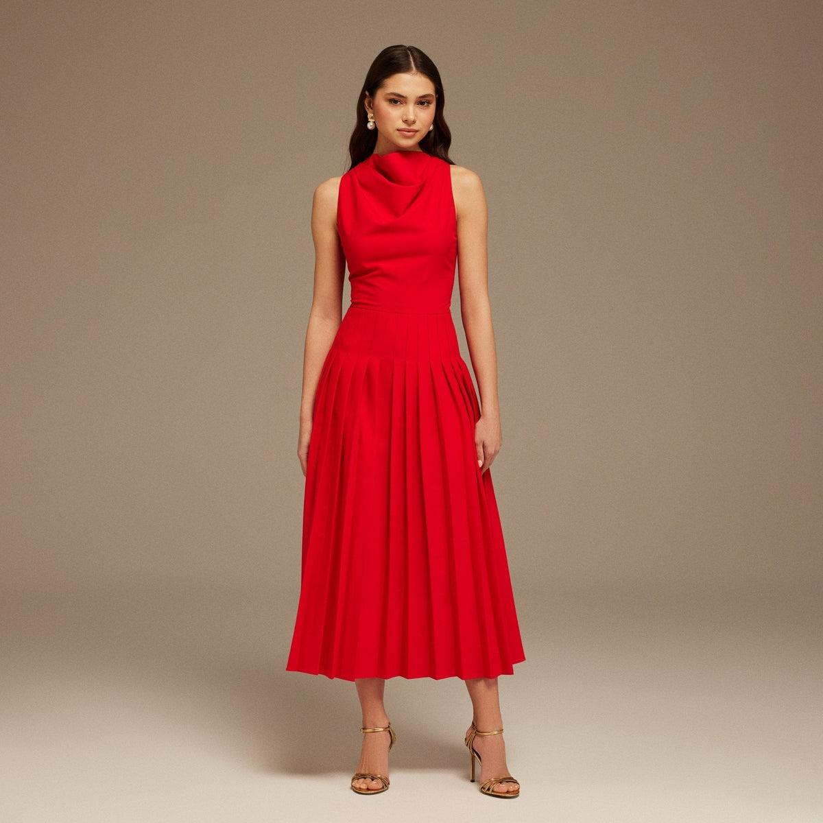 Drape Halter Neck Maxi Dress - shopaleena