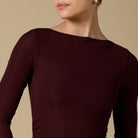 Draped Neck Slim - Fit Midi Dress in Jersey - shopaleena