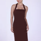 Draped Neckline Sleeveless Maxi Dress - shopaleena