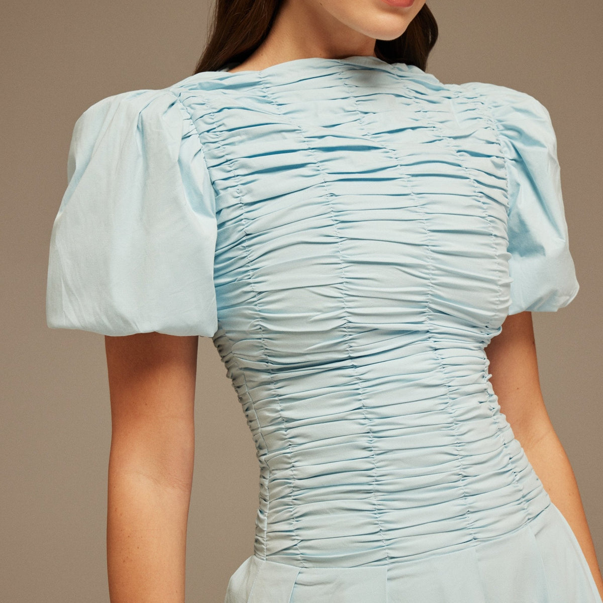 Draped Top Short Sleeve Midi Dress - shopaleena