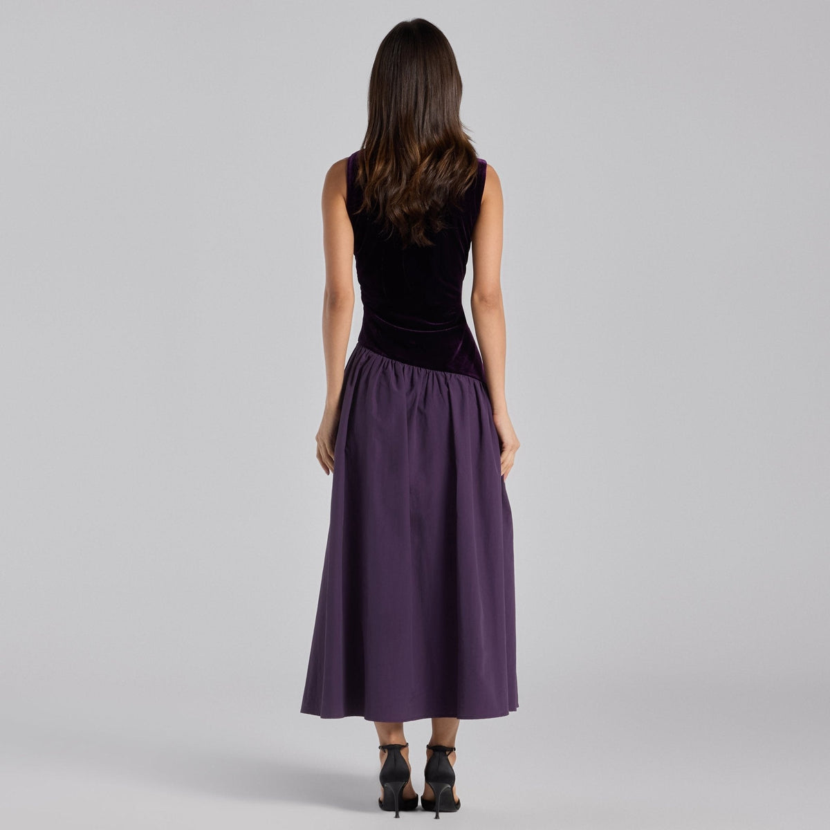 Draped Velvet Midi Dress - shopaleena