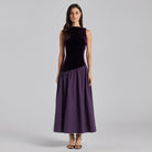 Draped Velvet Midi Dress - shopaleena