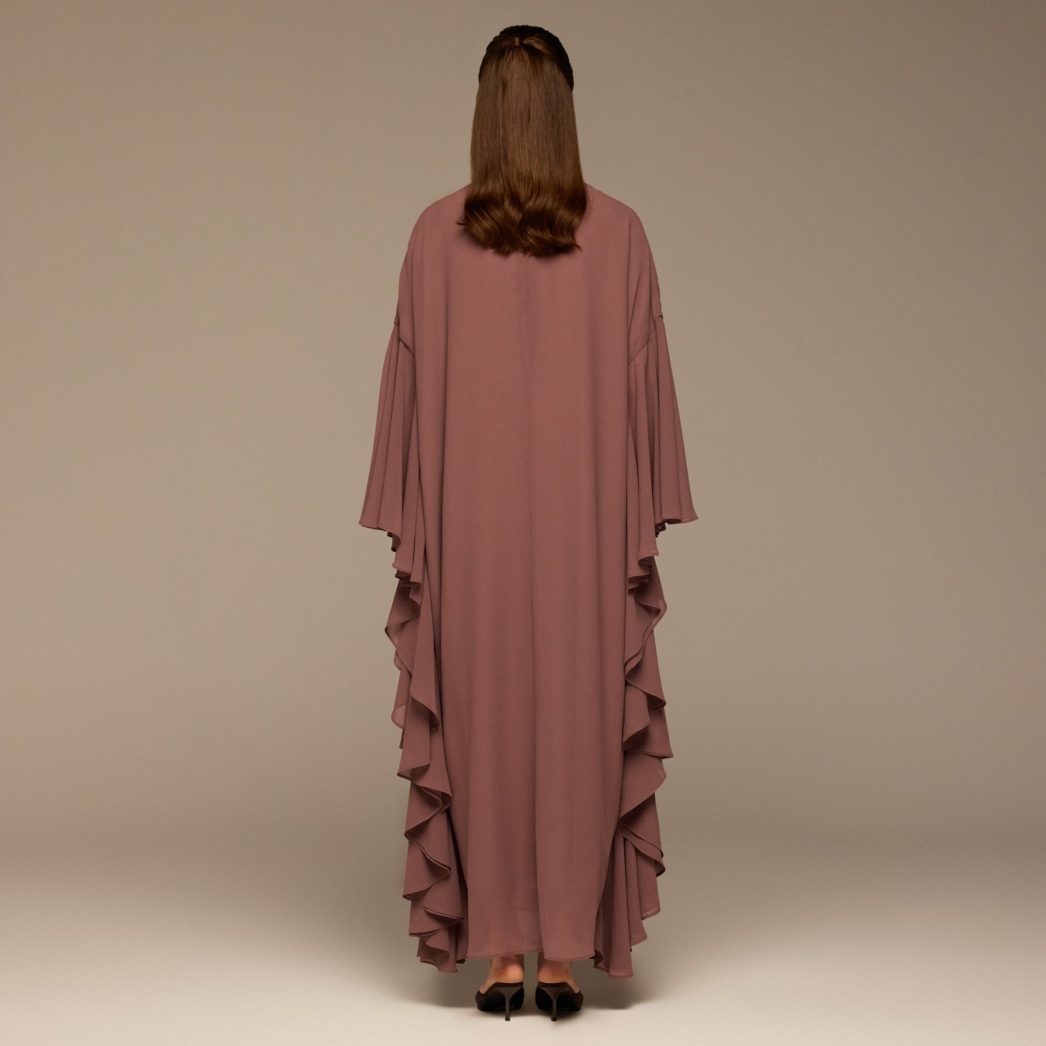 Dusty Pink Layered Cape Kaftan - shopaleena
