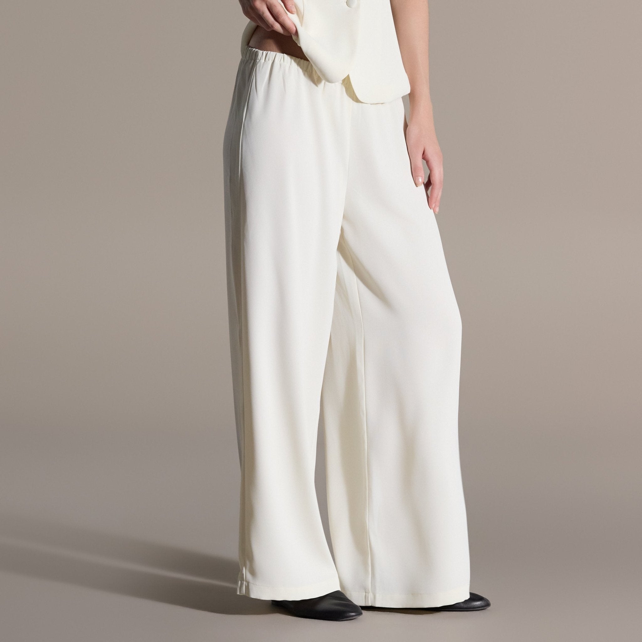 Elastic Waist Wide Leg Pants - shopaleena
