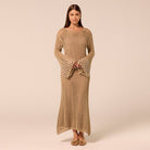 Embellished Bell Sleeve Crochet Dress - shopaleena