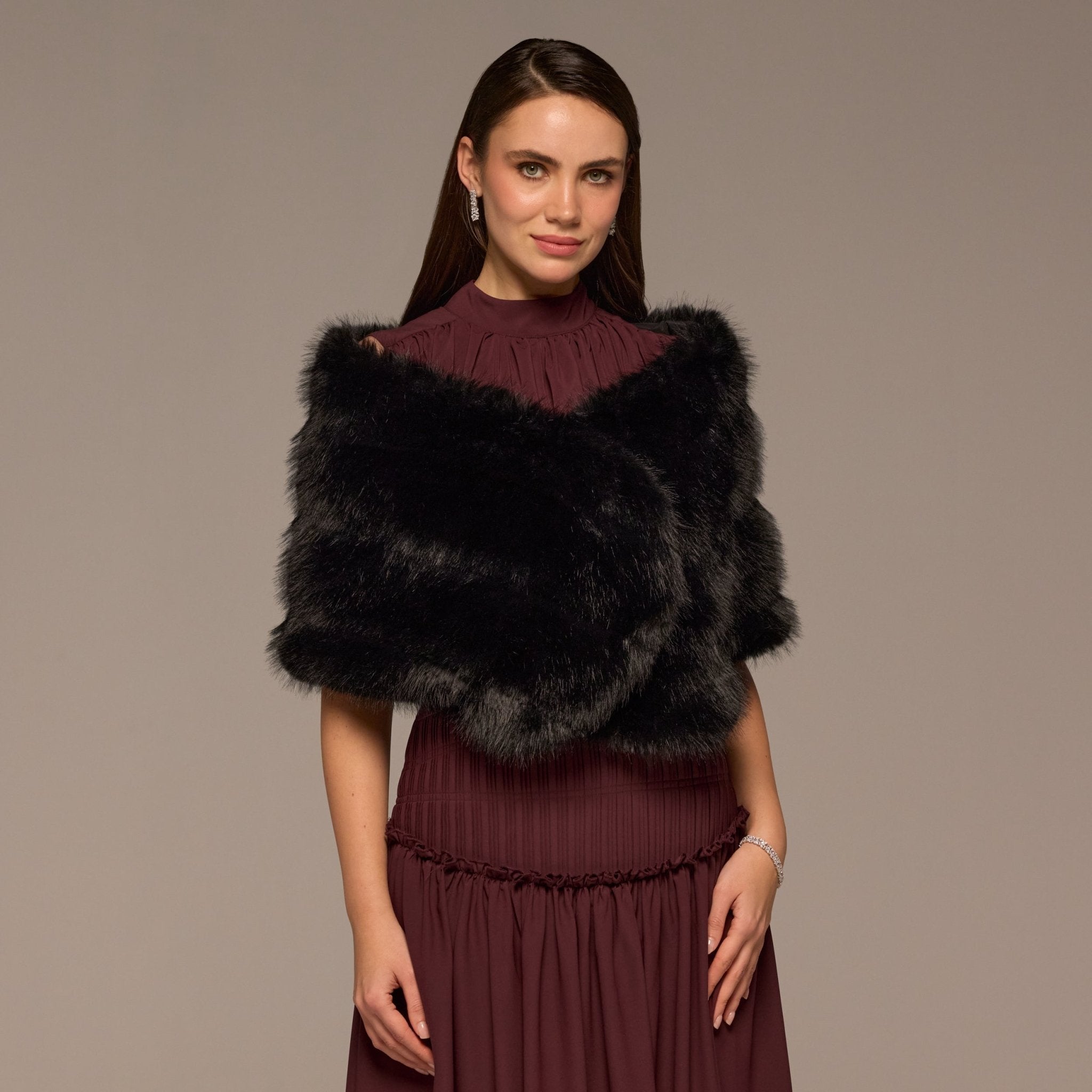 Faux Sable Fur Shawl - shopaleena