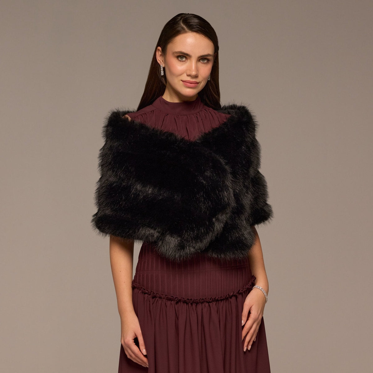 Faux Sable Fur Shawl - shopaleena