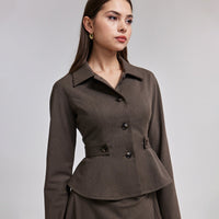 Fitted Flounce Wool Blazer - shopaleena