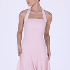 Flared Linen Halter Neck Maxi Dress - shopaleena