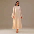 Flared Long Sleeve Chiffon Maxi Dress - shopaleena