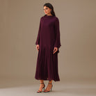 Flared Long Sleeve Chiffon Maxi Dress - shopaleena