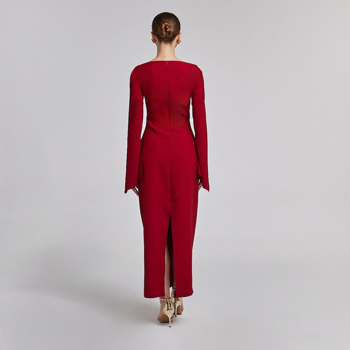 Flared Long Sleeve Maxi Dress - shopaleena