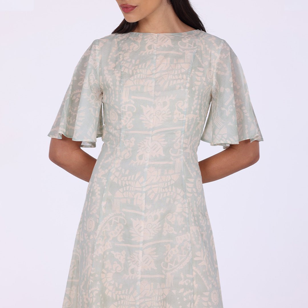 Flared Maxi Dress with Butterfly Sleeves - shopaleena