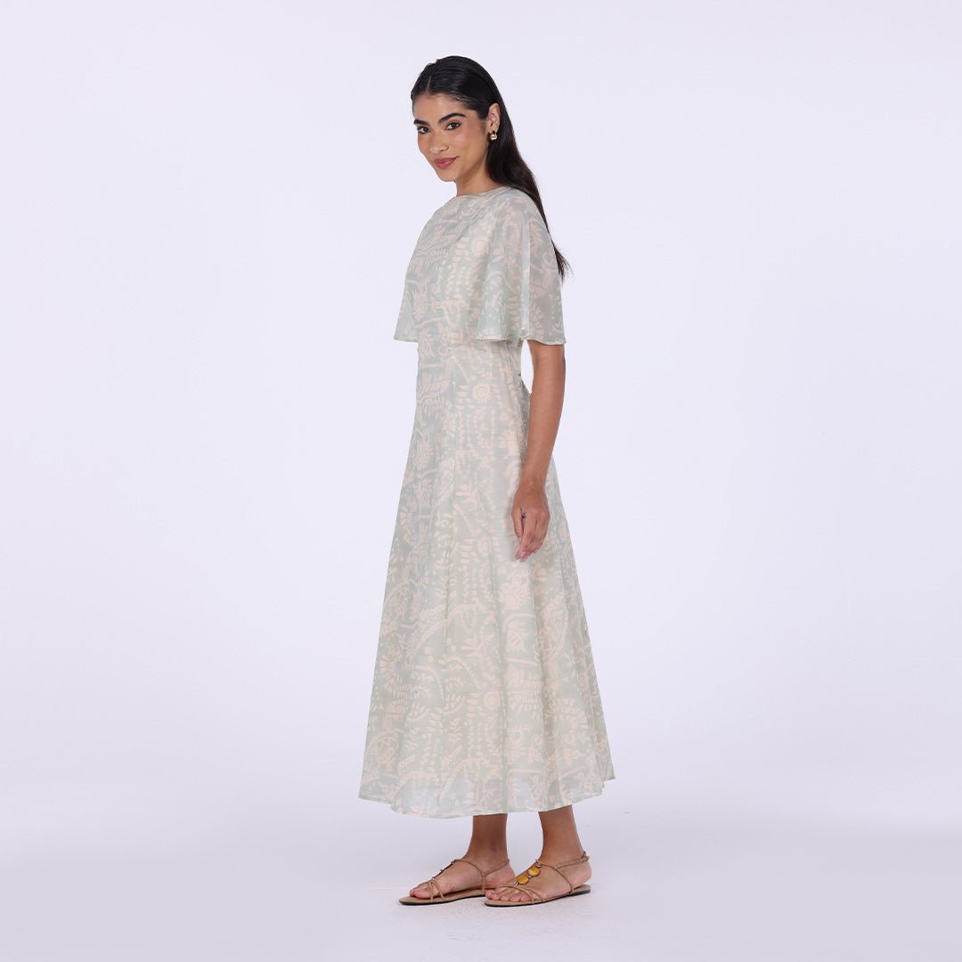 Flared Maxi Dress with Butterfly Sleeves - shopaleena