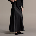 Flared Satin Maxi Skirt - shopaleena
