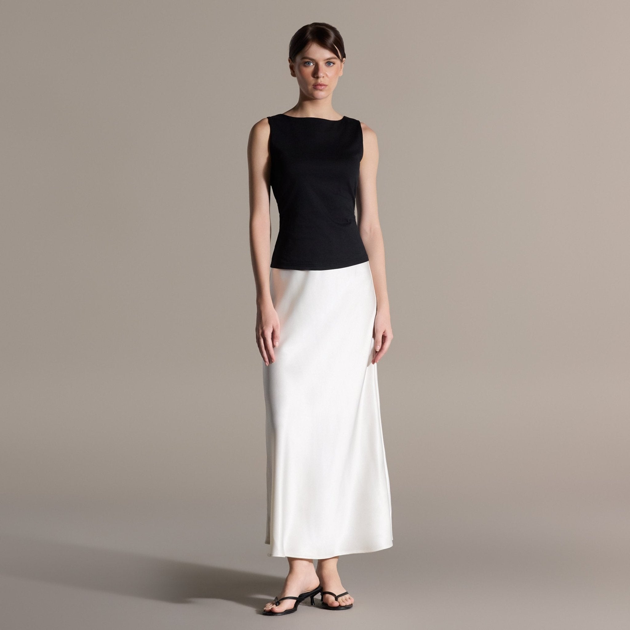 Flared Satin Maxi Skirt - shopaleena