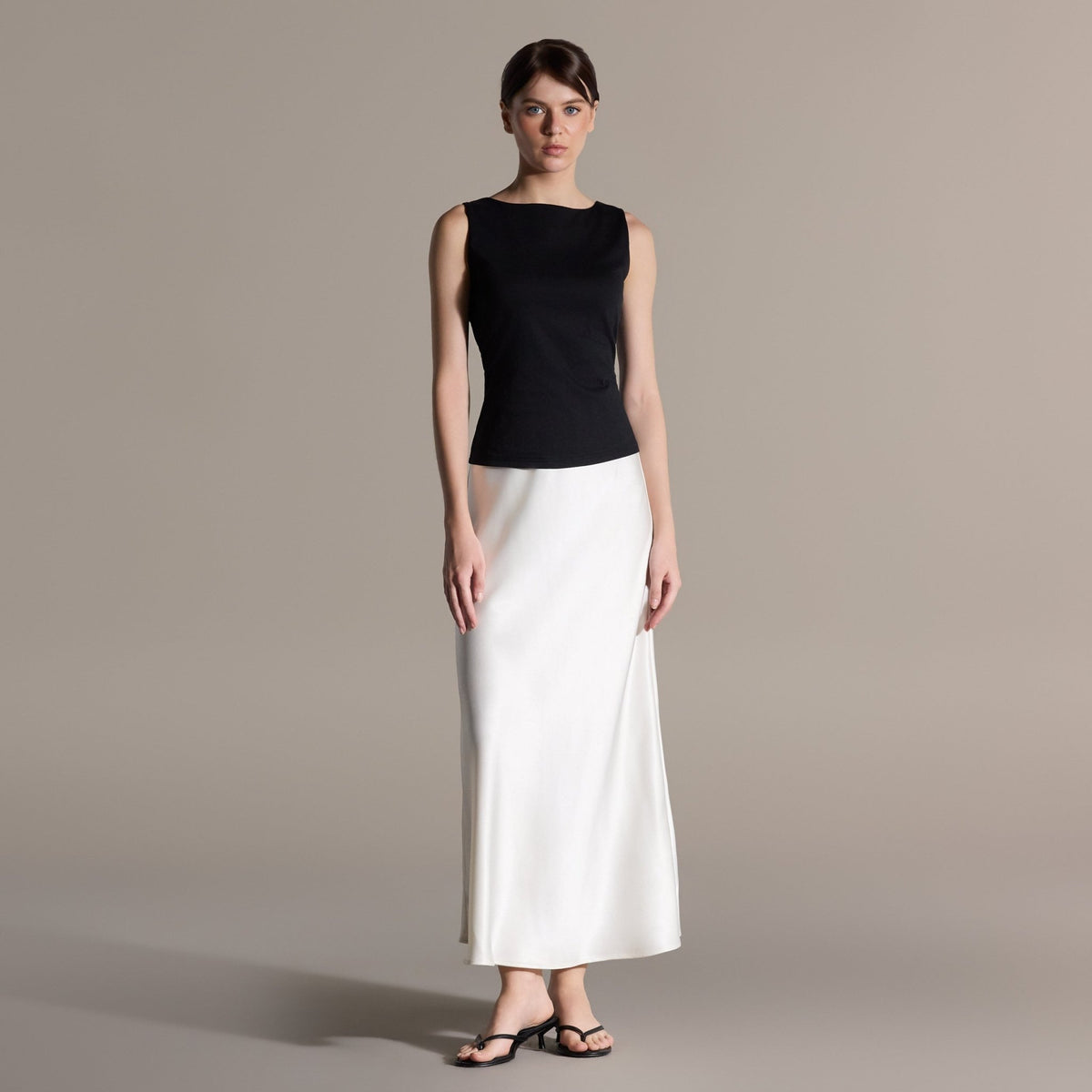 Flared Satin Maxi Skirt - shopaleena
