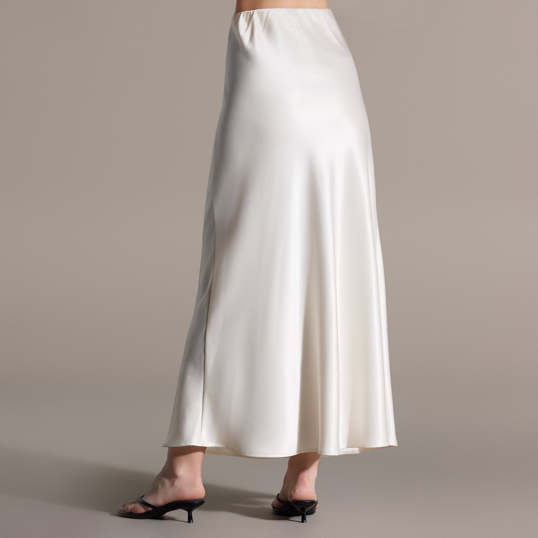 Flared Satin Maxi Skirt - shopaleena