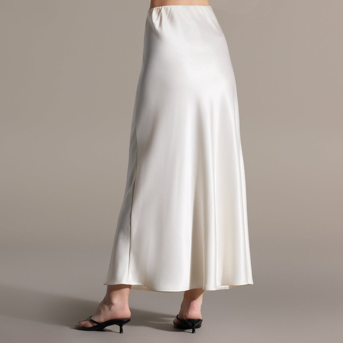 Flared Satin Maxi Skirt - shopaleena