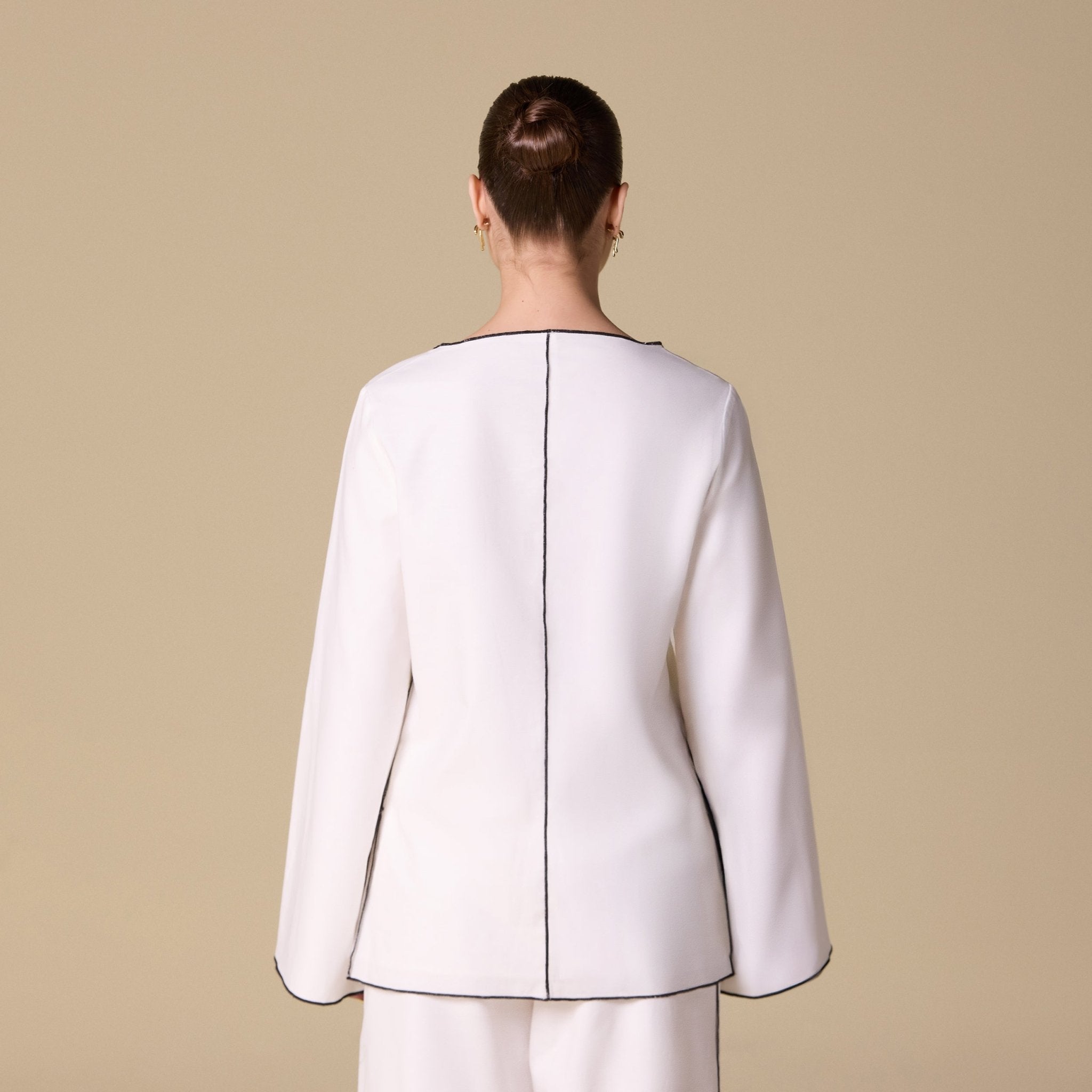 Flared Sleeve Linen Top - shopaleena