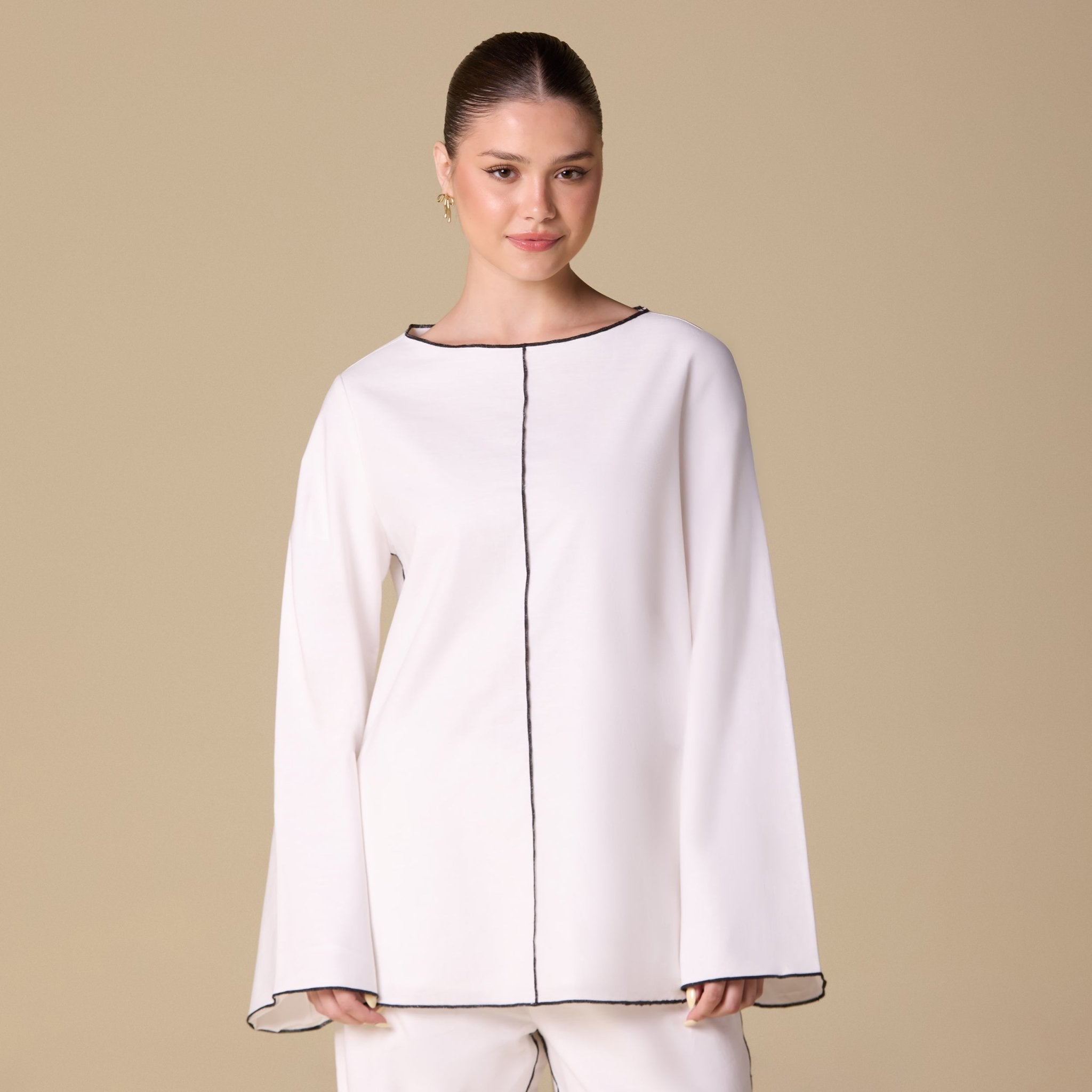 Flared Sleeve Linen Top - shopaleena