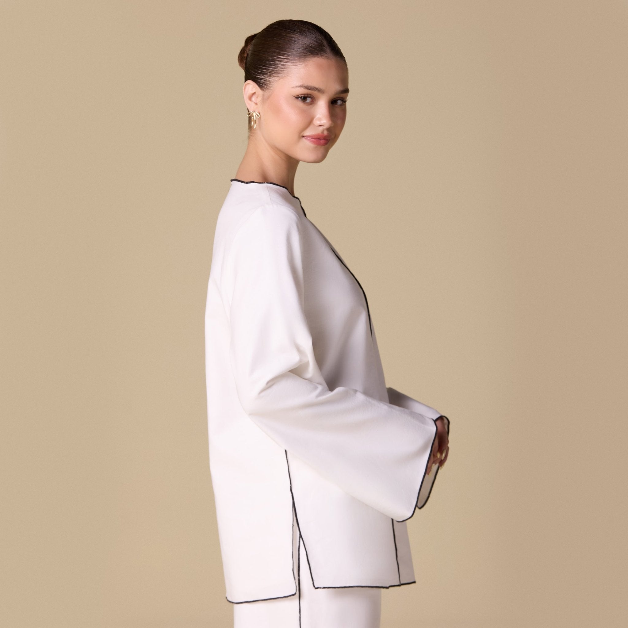 Flared Sleeve Linen Top - shopaleena