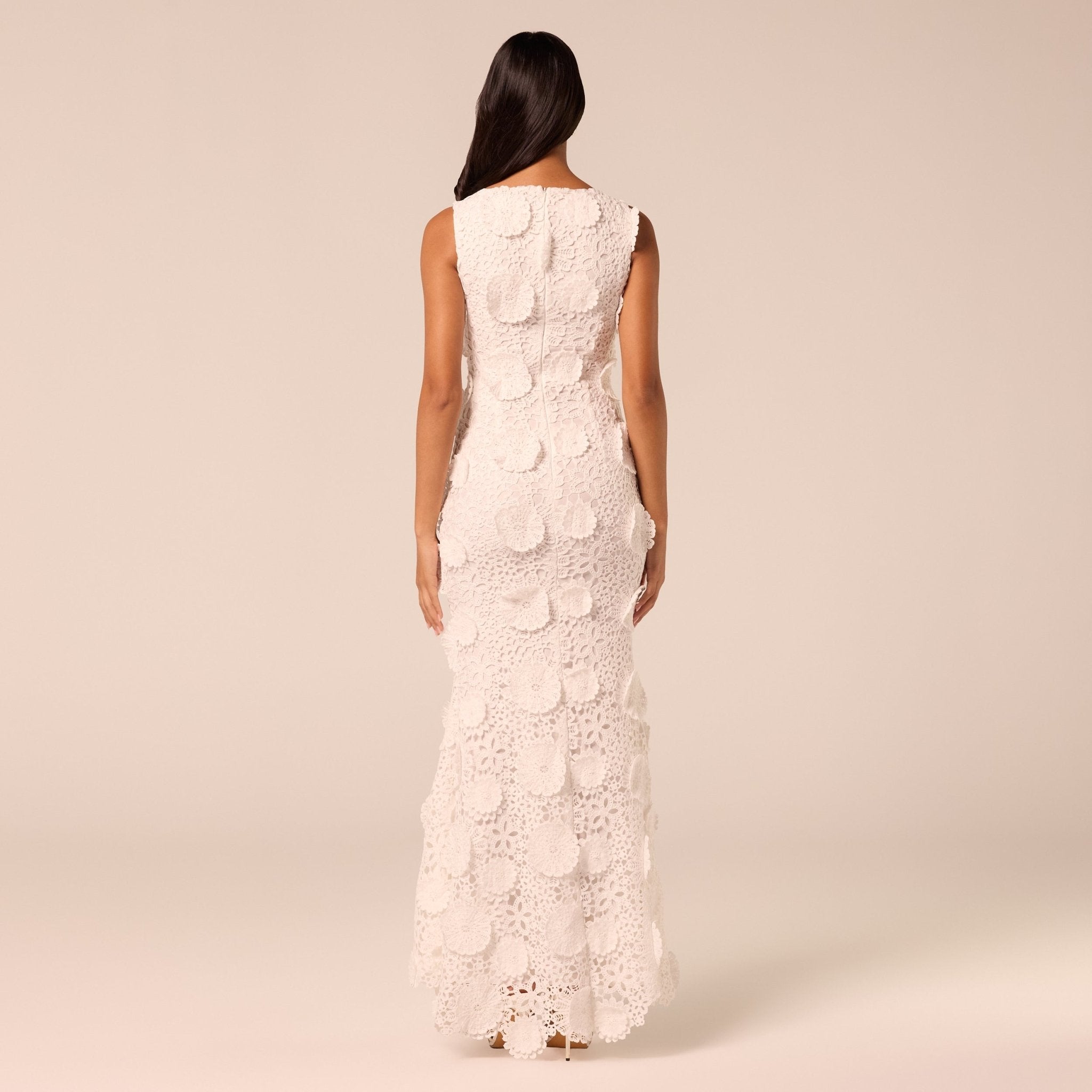 Floral Applique Lace Maxi Dress - shopaleena