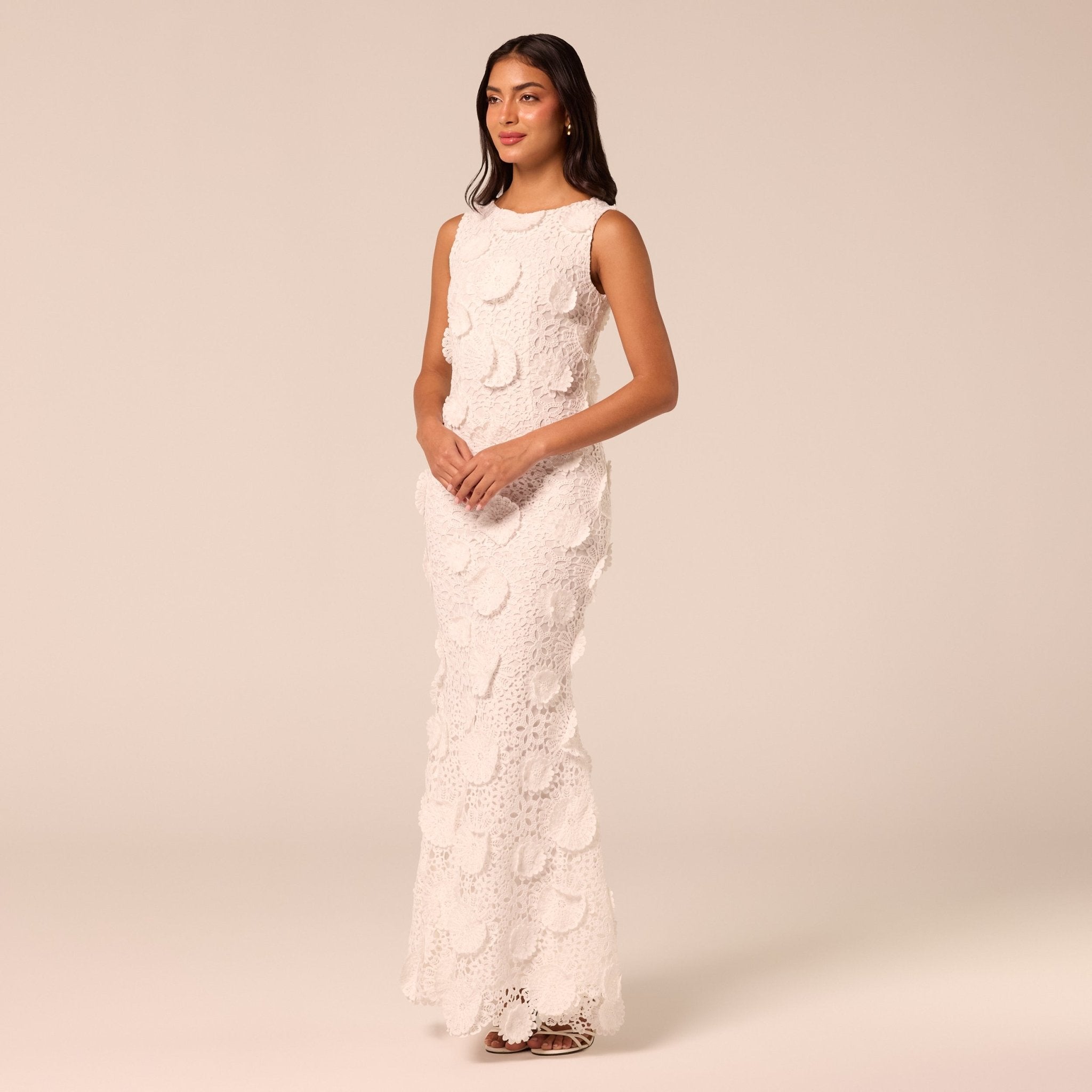 Floral Applique Lace Maxi Dress - shopaleena