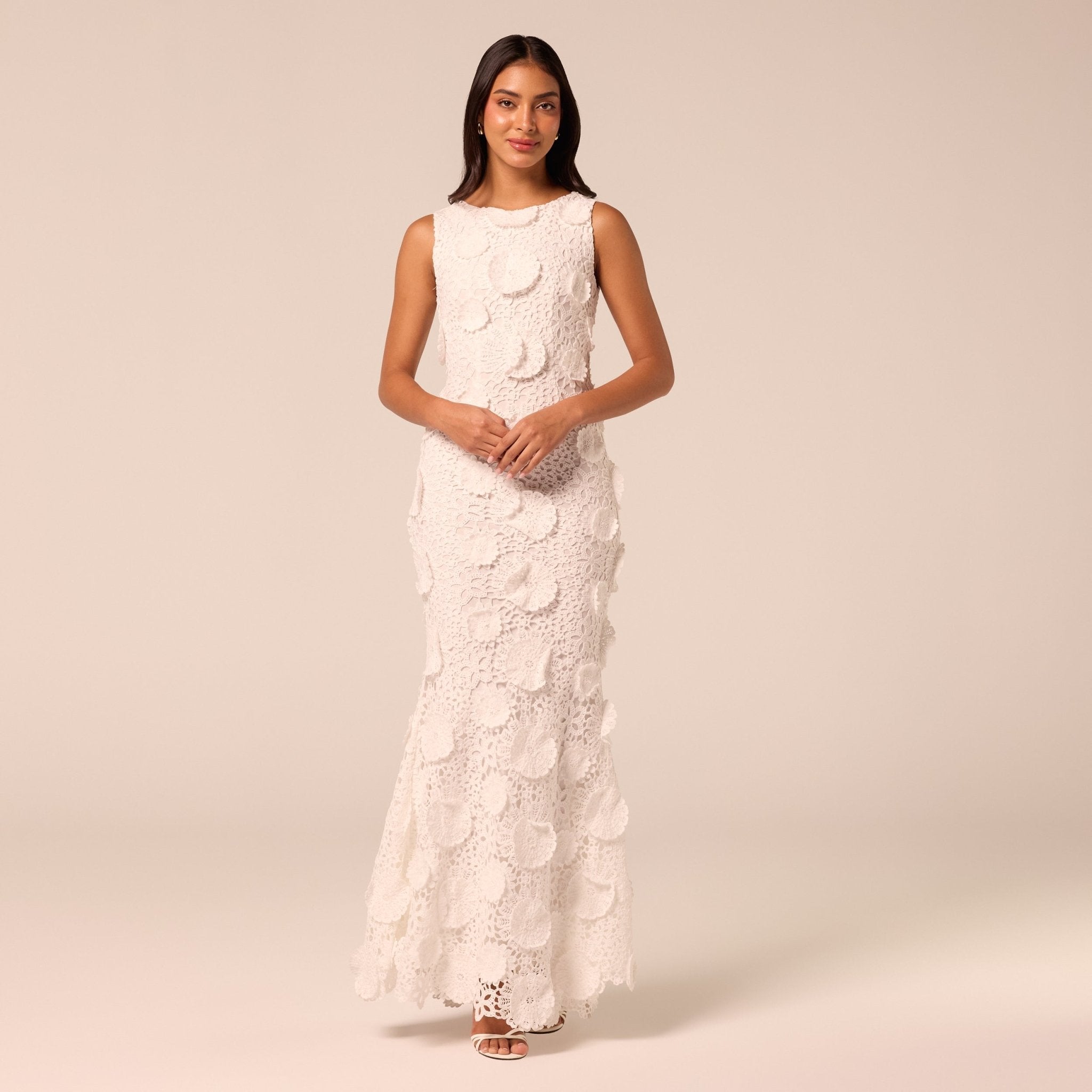 Floral Applique Lace Maxi Dress - shopaleena