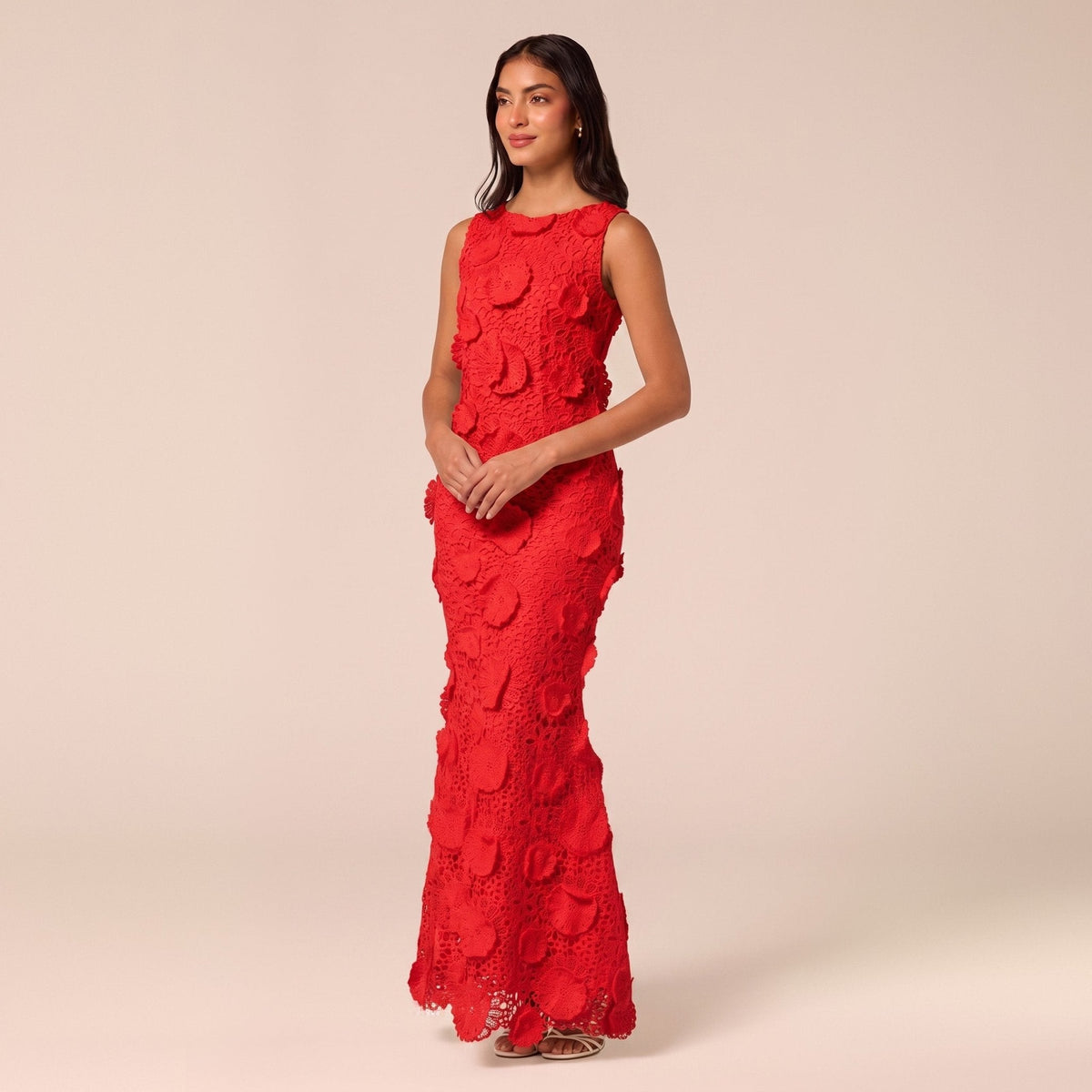 Floral Applique Lace Maxi Dress - shopaleena