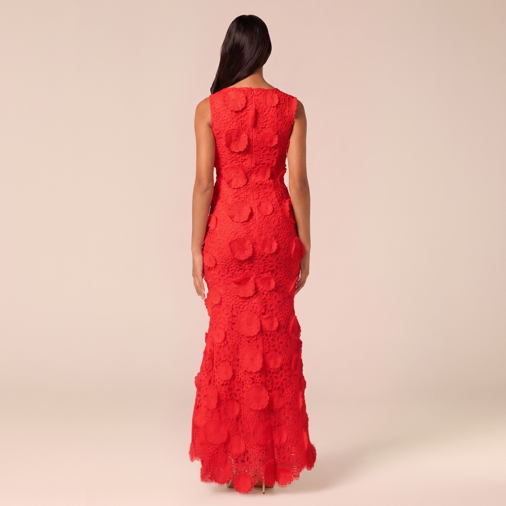Floral Applique Lace Maxi Dress - shopaleena