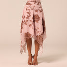 Floral Asymmetric Chiffon Skirt - shopaleena
