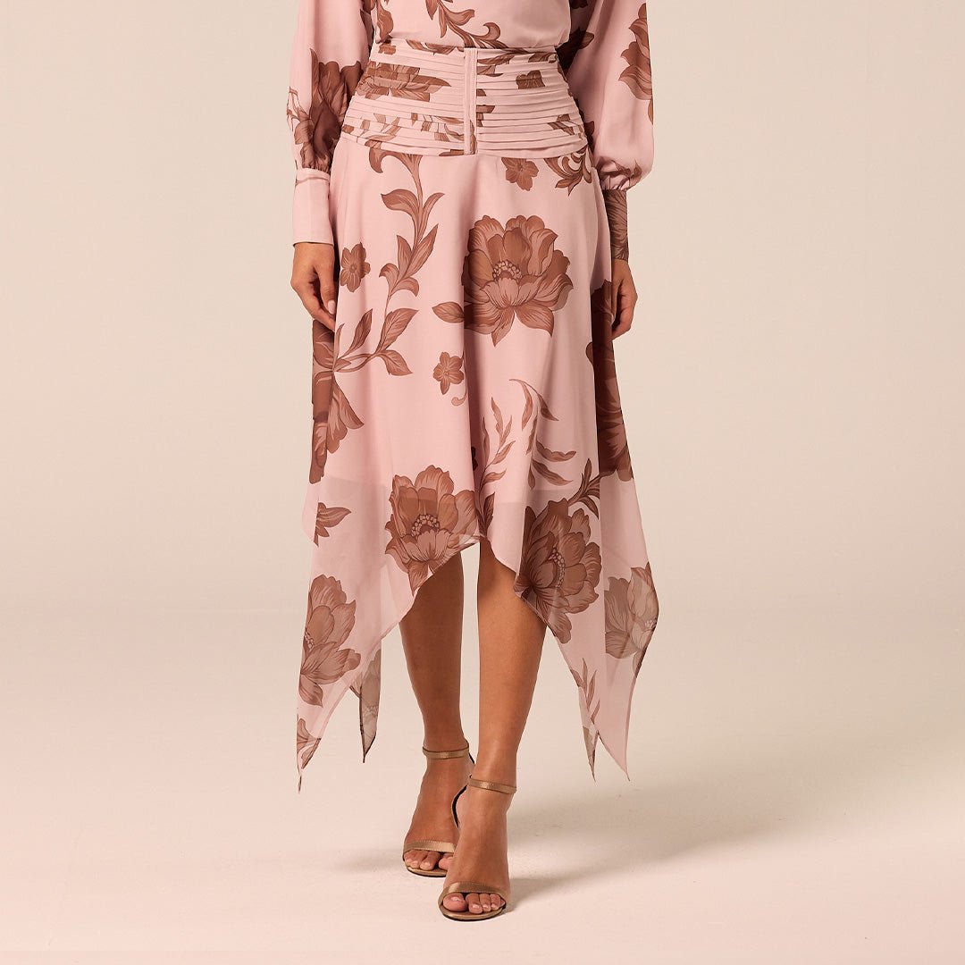 Floral Asymmetric Chiffon Skirt - shopaleena