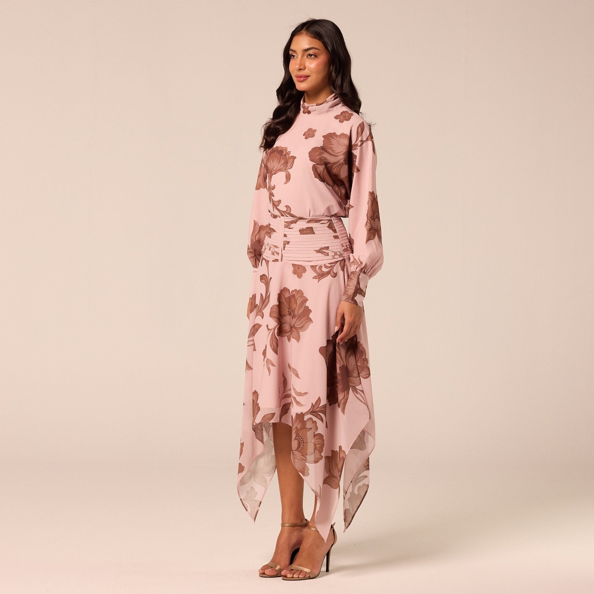 Floral Asymmetric Chiffon Skirt - shopaleena