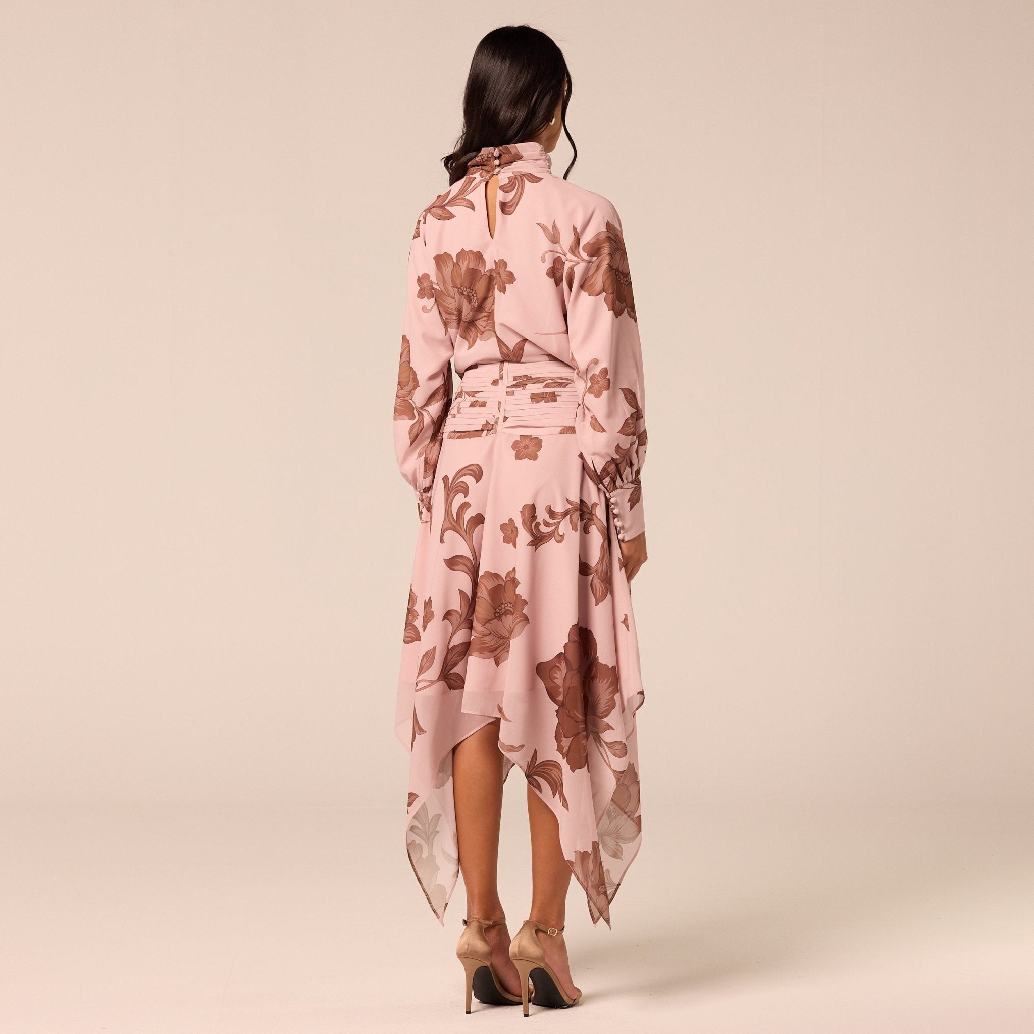 Floral Asymmetric Chiffon Skirt - shopaleena