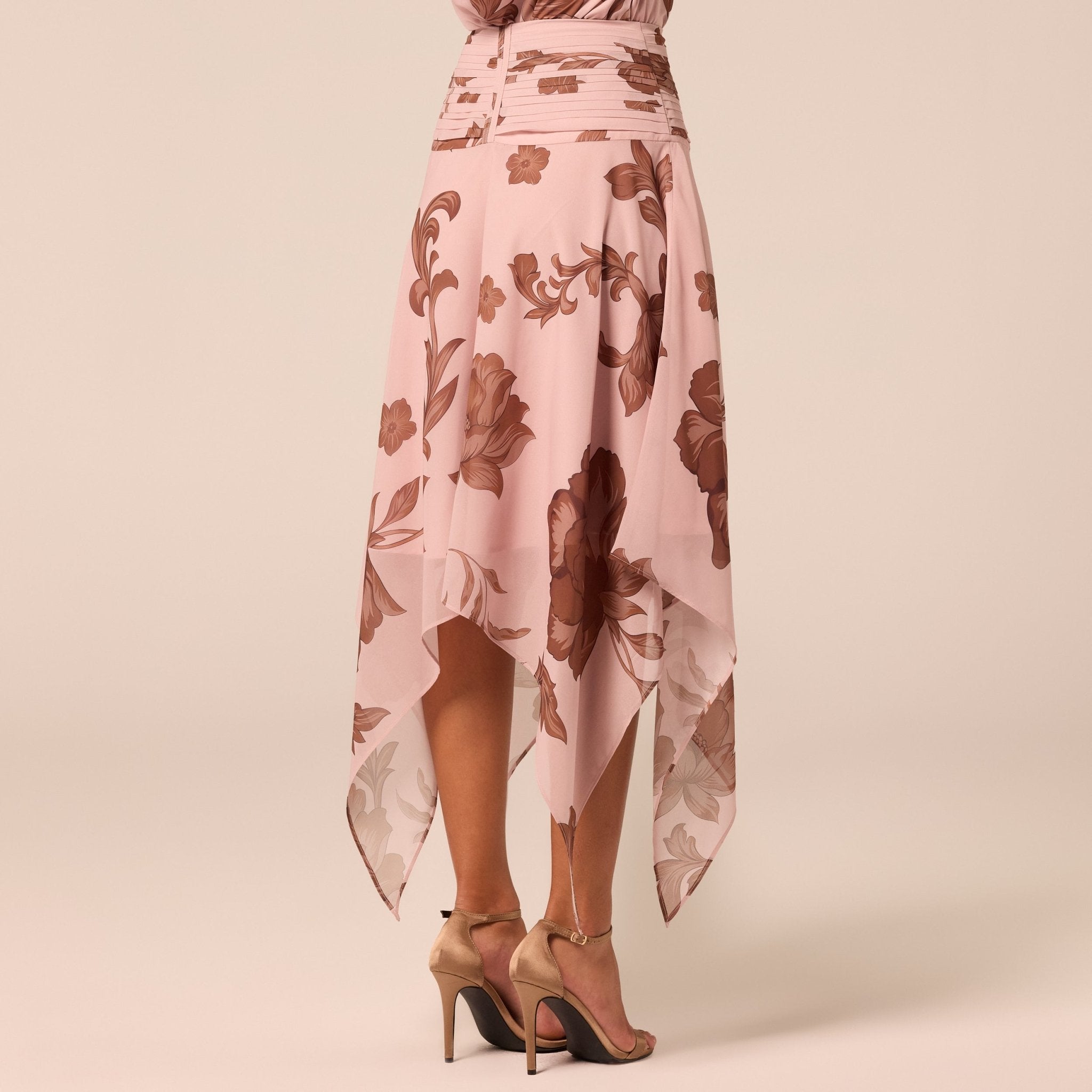 Floral Asymmetric Chiffon Skirt - shopaleena
