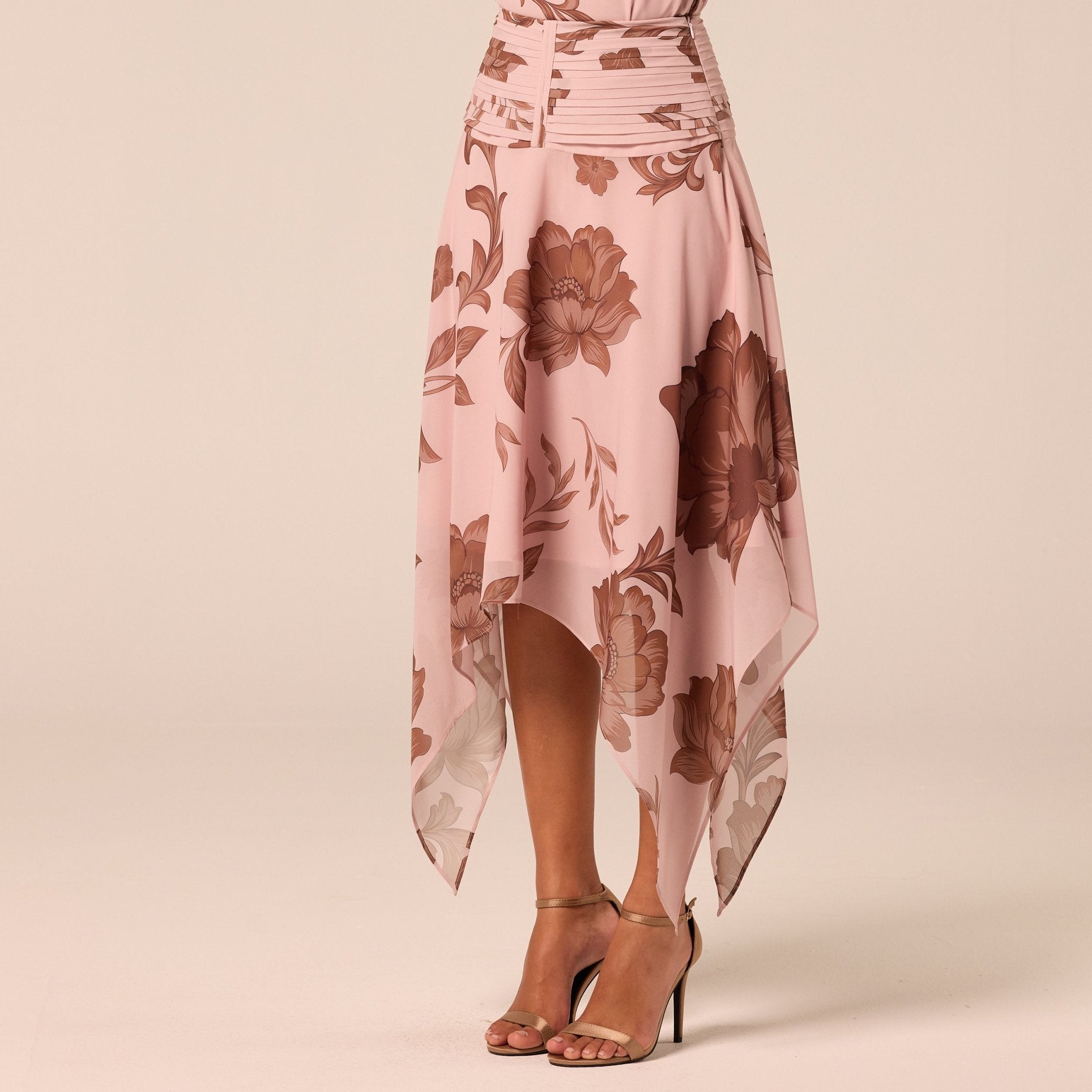 Floral Asymmetric Chiffon Skirt - shopaleena