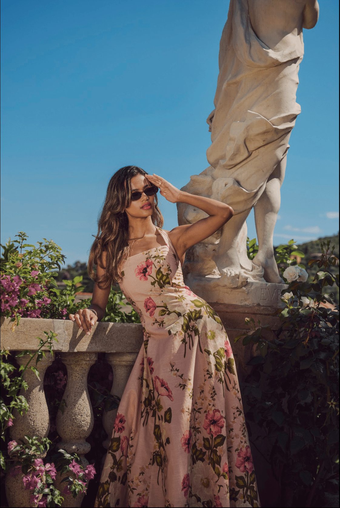 Floral Halter Linen Blend Midi Dress - shopaleena