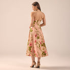 Floral Halter Linen Blend Midi Dress - shopaleena