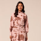 Floral High-Neck Chiffon Blouse - shopaleena
