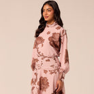 Floral High-Neck Chiffon Blouse - shopaleena