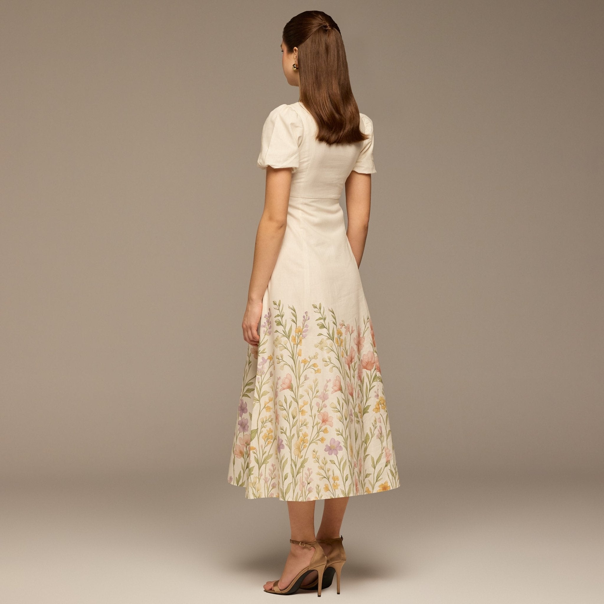 Floral Print Cotton Midi Dress - shopaleena